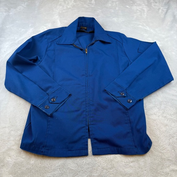 Vintage Unitog Workwear Jacket Mens 42R Blue Uniform Coat Zip Front Button - Picture 1 of 7